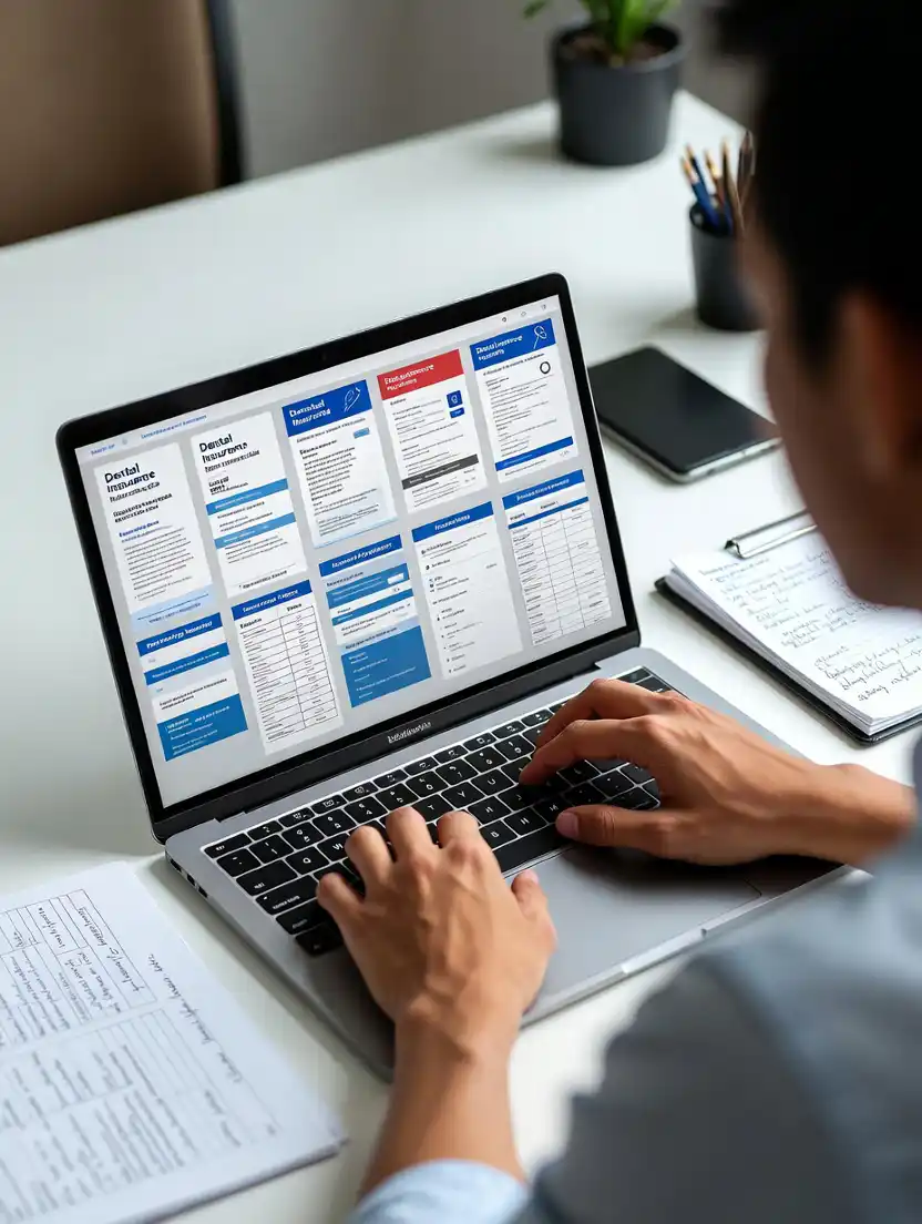 Exploring Dental Insurance Guides Person exploring dental insurance guides online