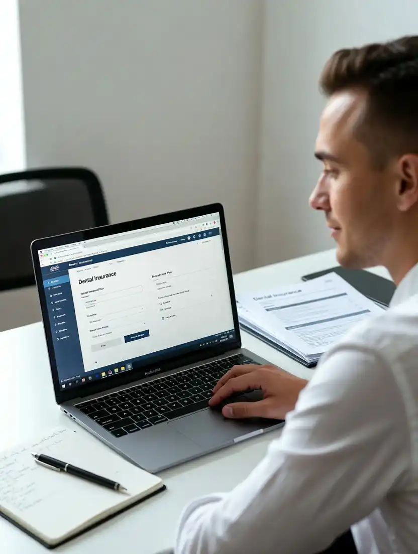Dental Insurance Guides and Coverage Information Person reviewing dental insurance guides and coverage options online
