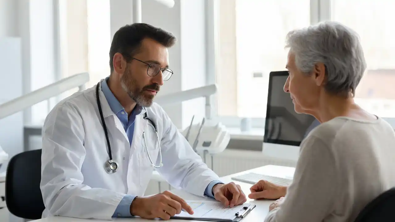 Dentist explaining dental insurance waiting period to patient